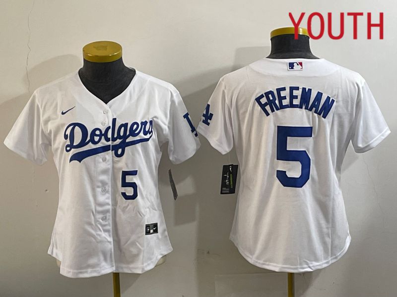 Youth Los Angeles Dodgers #5 Freeman White Game 2024 Nike MLB Jersey style 11204